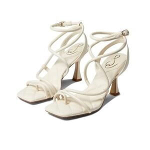 Sam Edelman Maven Strappy Heeled Square Toe Sandal Ivory Leather Women's 10